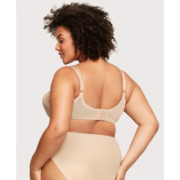 Glamorise Magic Lift Full Figure Wireless Support Bra Blush Sz 36J Nude Tan Lace - Picture 4 of 16